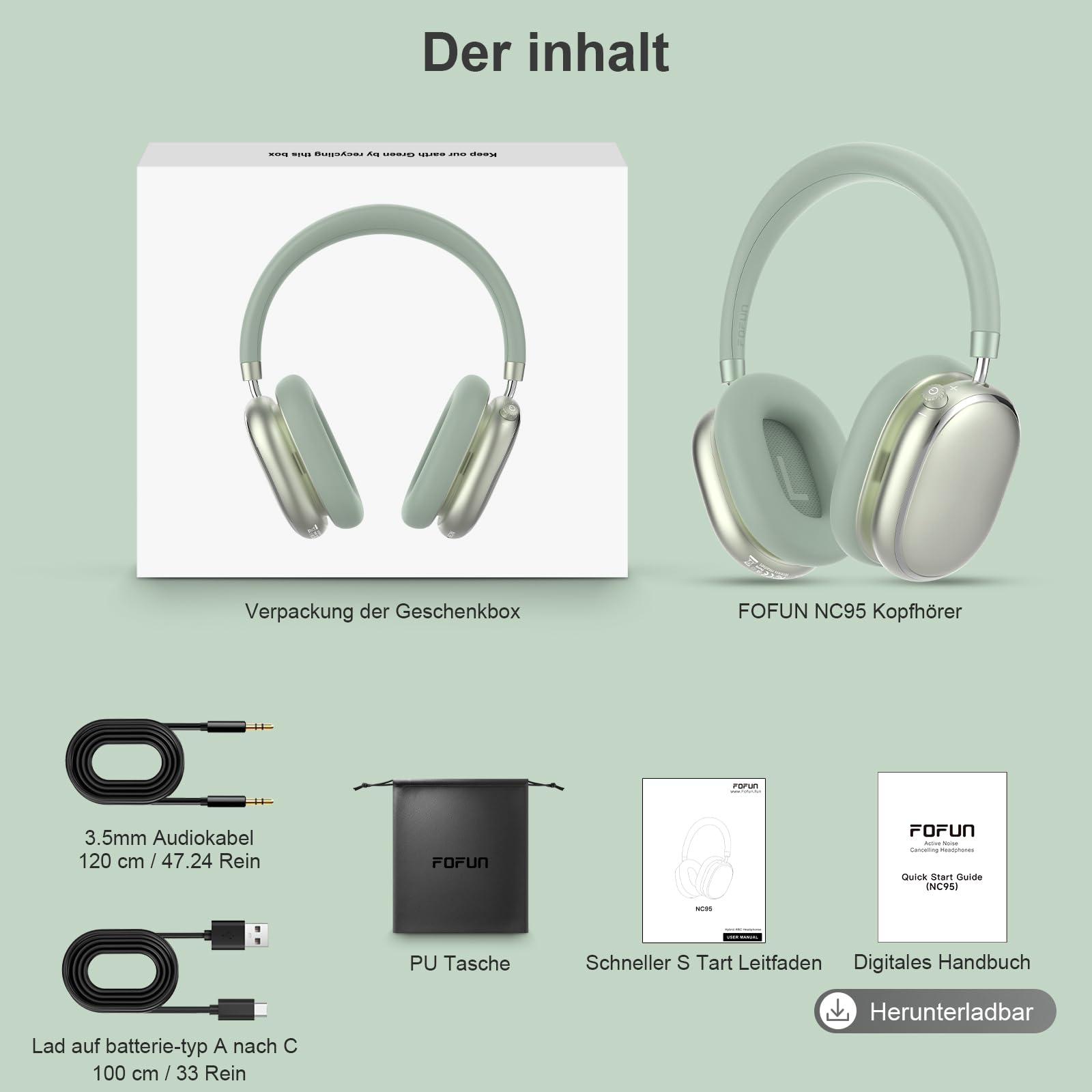 NC95 Hybrid Active Noise Cancelling Headphones with Knob Control, 120H Playtime Over Ear Headphones Wireless Bluetooth 6.0, App Control, Hi-Res Audio, Comfort Fit, Clear Calls for Travel/Workout