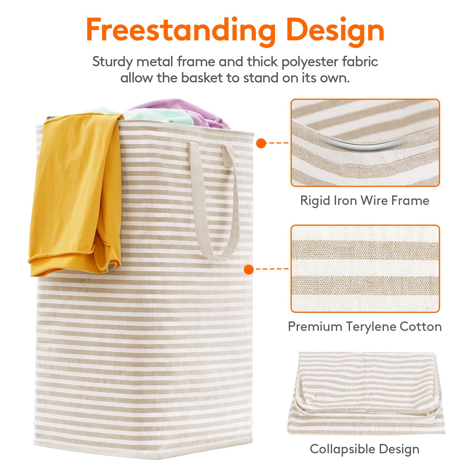 Lifewit 2 Pack Laundry Basket 80L Each, Collapsible Clothes Hamper with Reinforced Handles, Freestanding Waterproof Design for Bedroom and Laundry Room, Grey 160L Total