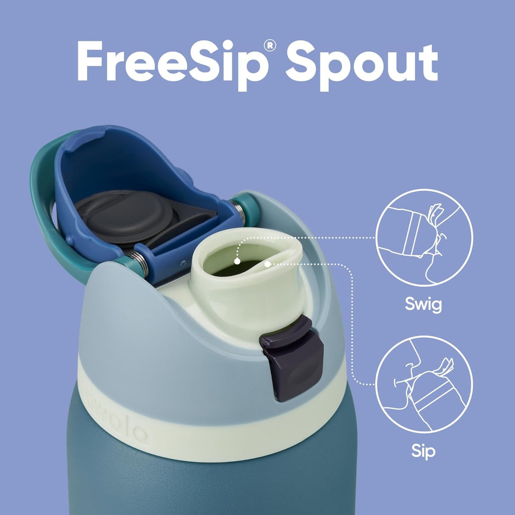 Owala FreeSip Insulated Stainless Steel Water Bottle with Straw, BPA-Free Sports Water Bottle, Great for Travel, 24 Oz, Denim