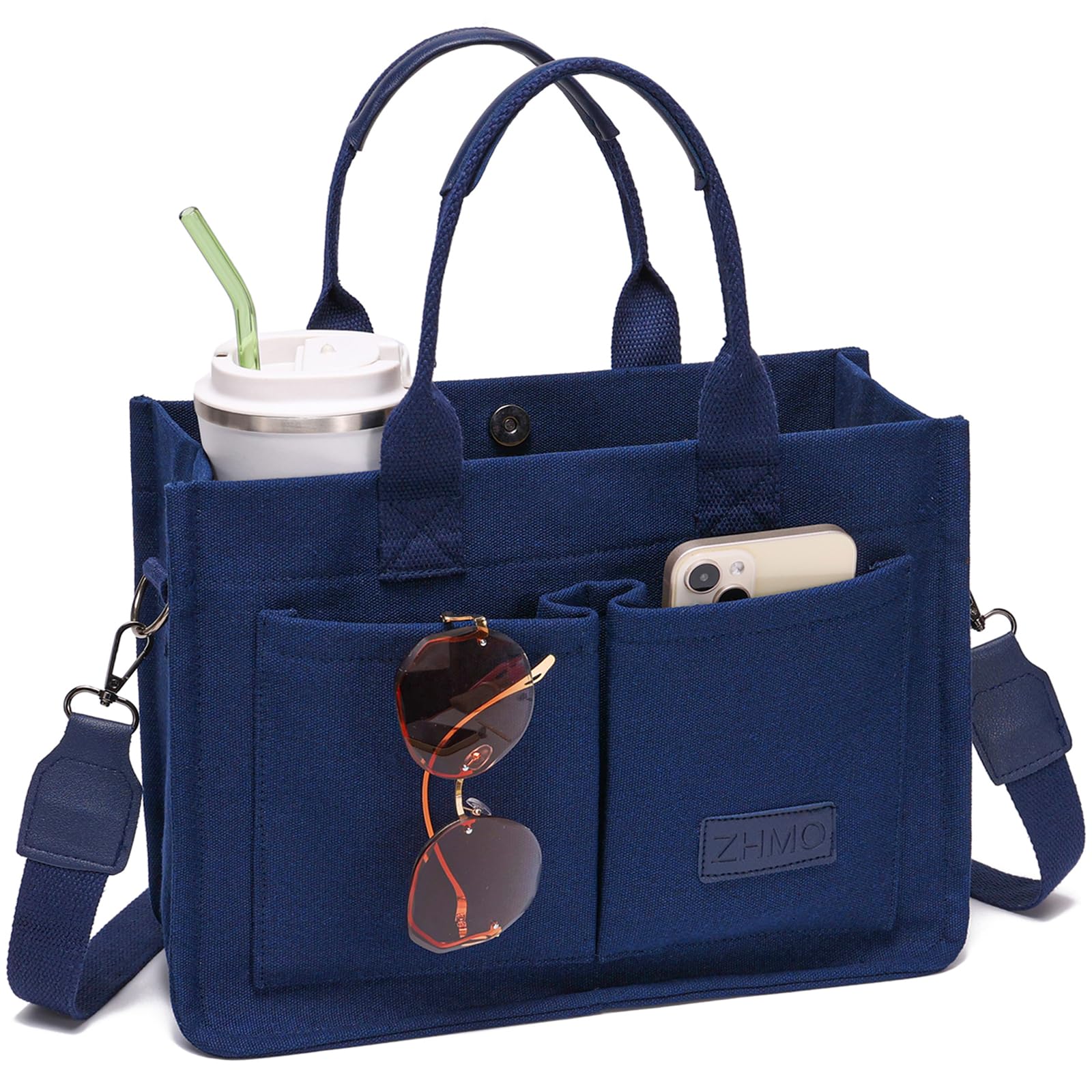 ZHMO Canvas Tote Bag for Women,Women's Bags Crossbody Bags Work Laptop Tote Bag Large Handbags Purse for Travel Nurse Teacher