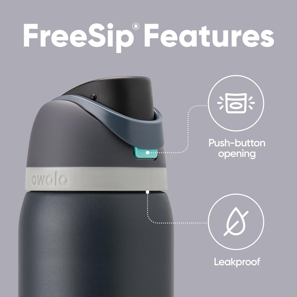 Owala FreeSip Insulated Stainless Steel Water Bottle with Straw, BPA-Free Sports Water Bottle, Great for Travel, 24 Oz, Denim