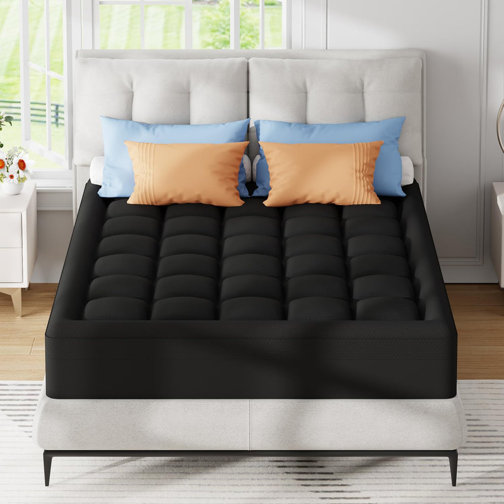 ELEMUSE 3 Inch Queen Size Dual Layer Memory Foam Mattress Topper, 2 Inch Cooling Memory Foam, 1 Inch Luxury Plush Pillowtop, Premium Pressure Relief Bed Pad for Hot Sleepers, Hotel Comfort Upgrade