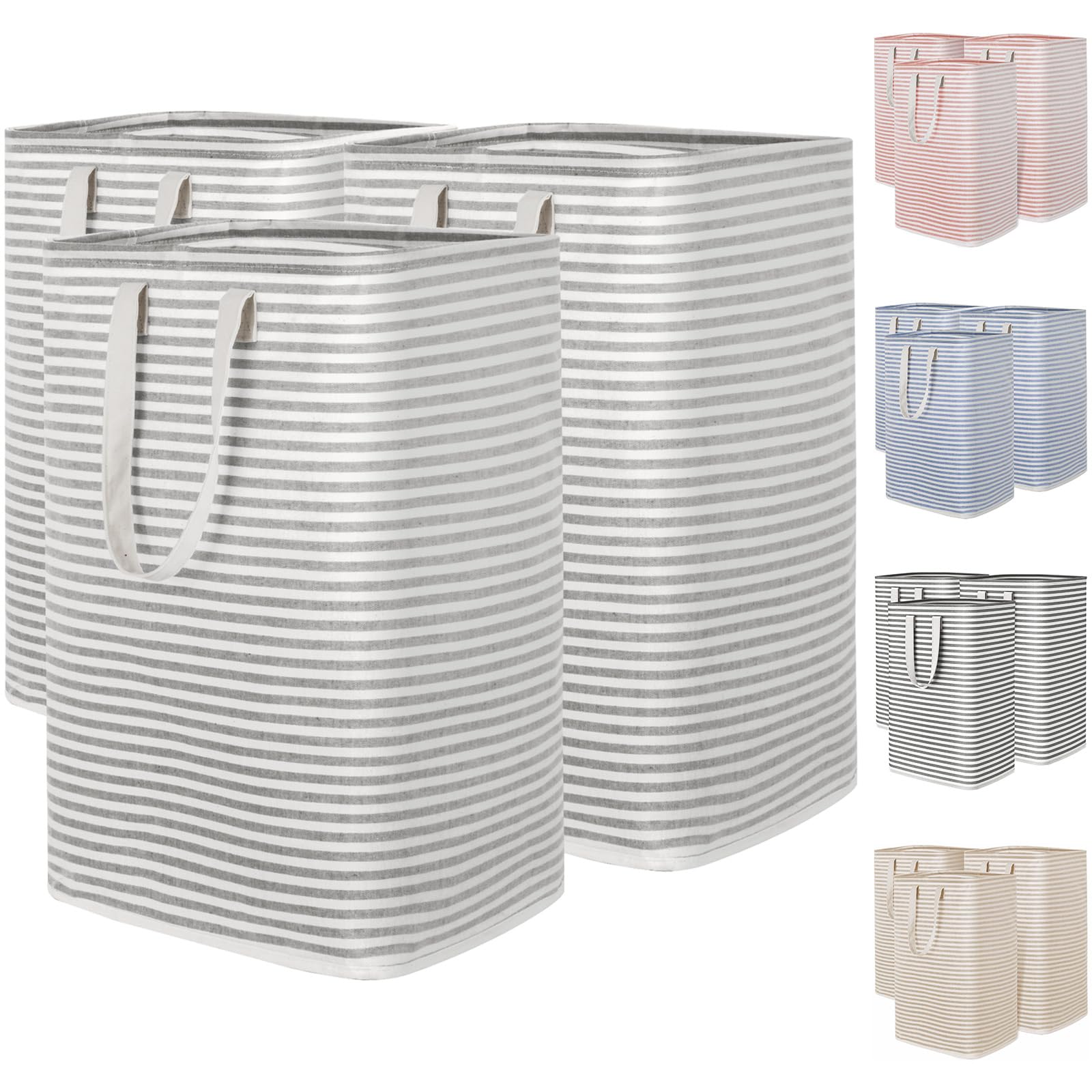Lifewit 2 Pack Laundry Basket 80L Each, Collapsible Clothes Hamper with Reinforced Handles, Freestanding Waterproof Design for Bedroom and Laundry Room, Grey 160L Total