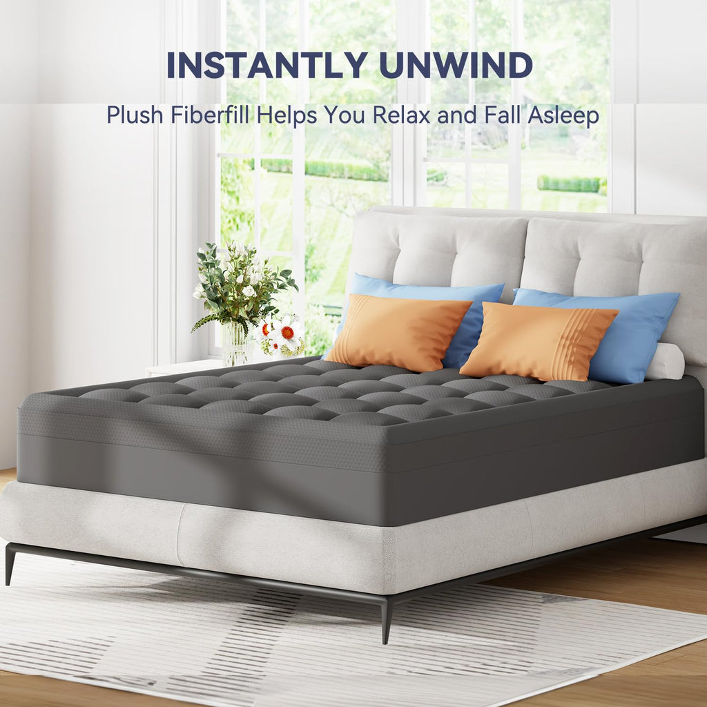 ELEMUSE 3 Inch Queen Size Dual Layer Memory Foam Mattress Topper, 2 Inch Cooling Memory Foam, 1 Inch Luxury Plush Pillowtop, Premium Pressure Relief Bed Pad for Hot Sleepers, Hotel Comfort Upgrade