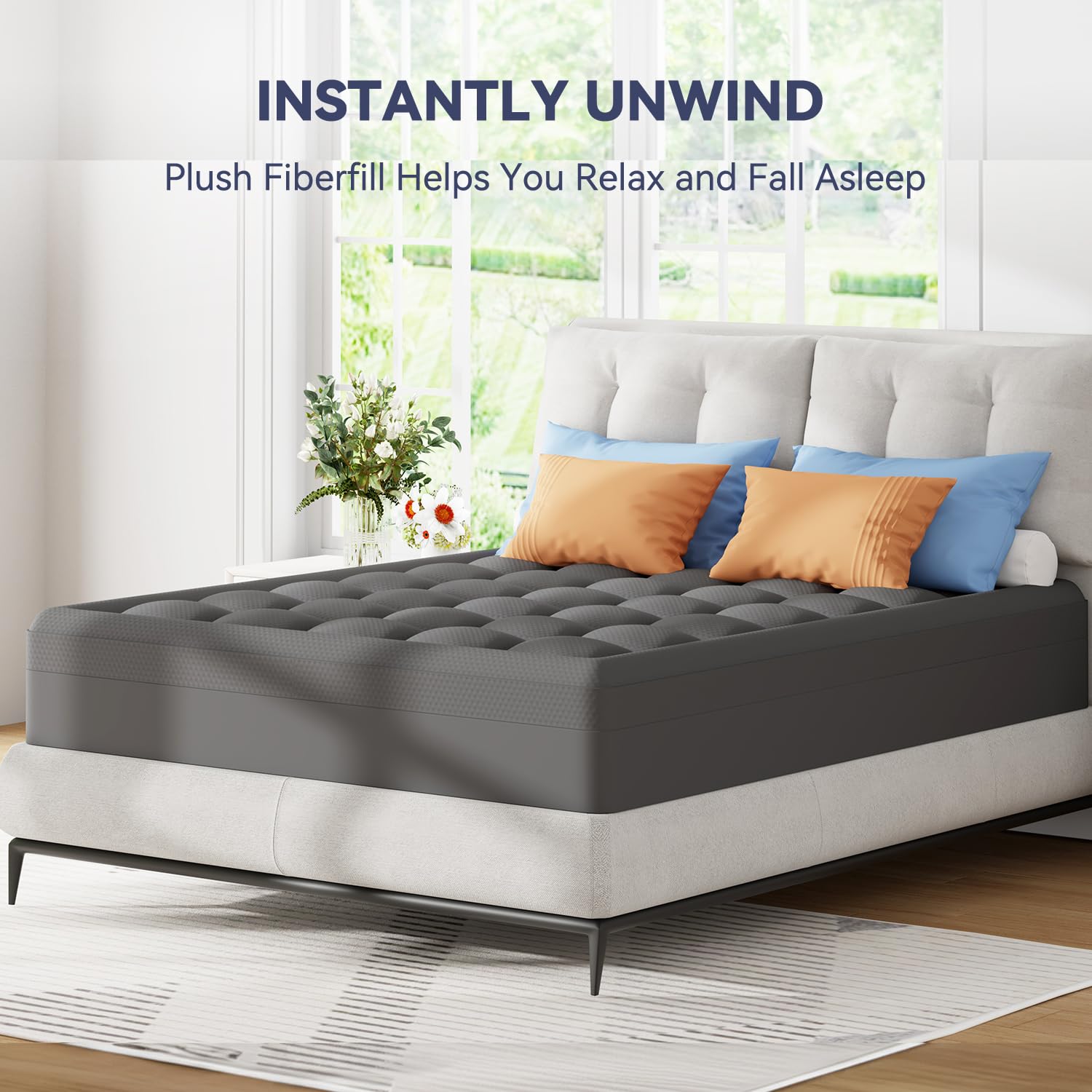ELEMUSE 3 Inch Queen Size Dual Layer Memory Foam Mattress Topper, 2 Inch Cooling Memory Foam, 1 Inch Luxury Plush Pillowtop, Premium Pressure Relief Bed Pad for Hot Sleepers, Hotel Comfort Upgrade