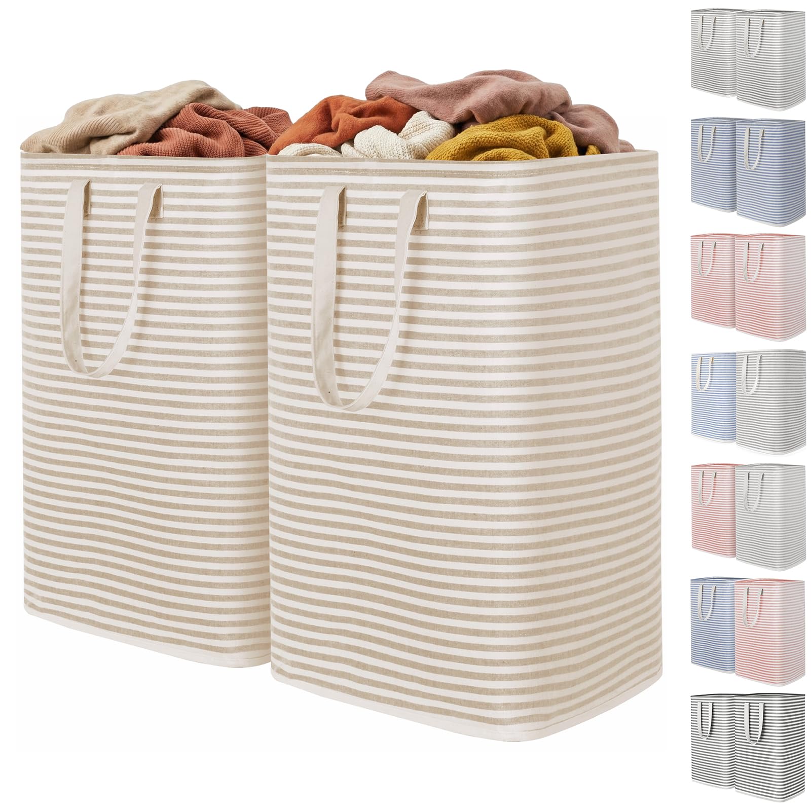 Lifewit 2 Pack Laundry Basket 80L Each, Collapsible Clothes Hamper with Reinforced Handles, Freestanding Waterproof Design for Bedroom and Laundry Room, Grey 160L Total