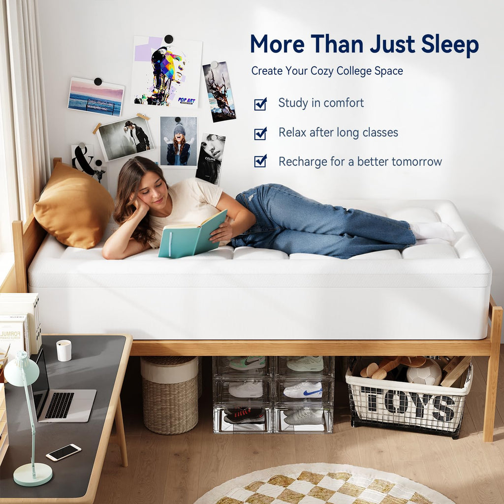 ELEMUSE 3 Inch Queen Size Dual Layer Memory Foam Mattress Topper, 2 Inch Cooling Memory Foam, 1 Inch Luxury Plush Pillowtop, Premium Pressure Relief Bed Pad for Hot Sleepers, Hotel Comfort Upgrade