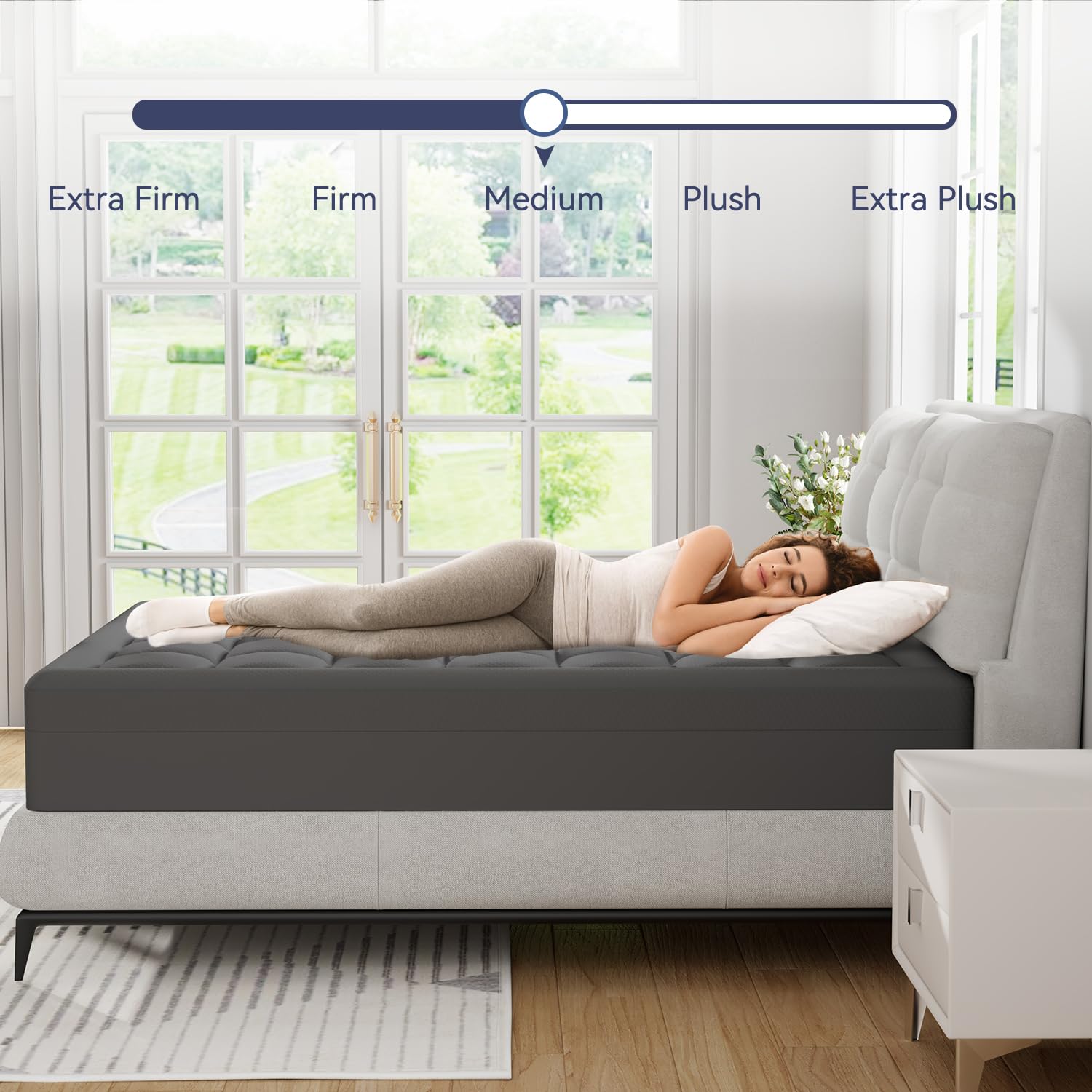 ELEMUSE 3 Inch Queen Size Dual Layer Memory Foam Mattress Topper, 2 Inch Cooling Memory Foam, 1 Inch Luxury Plush Pillowtop, Premium Pressure Relief Bed Pad for Hot Sleepers, Hotel Comfort Upgrade