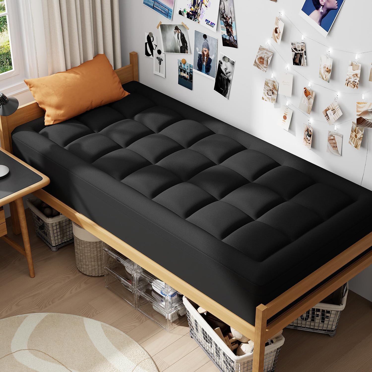 ELEMUSE 3 Inch Queen Size Dual Layer Memory Foam Mattress Topper, 2 Inch Cooling Memory Foam, 1 Inch Luxury Plush Pillowtop, Premium Pressure Relief Bed Pad for Hot Sleepers, Hotel Comfort Upgrade