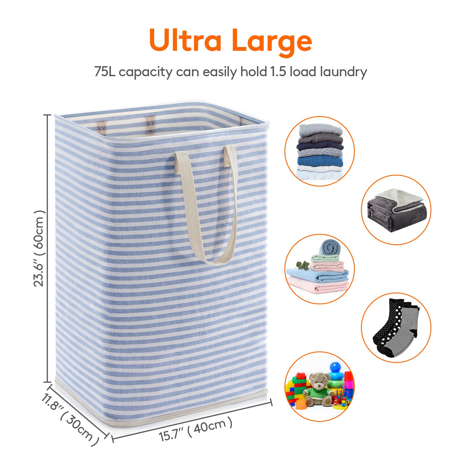 Lifewit 2 Pack Laundry Basket 80L Each, Collapsible Clothes Hamper with Reinforced Handles, Freestanding Waterproof Design for Bedroom and Laundry Room, Grey 160L Total