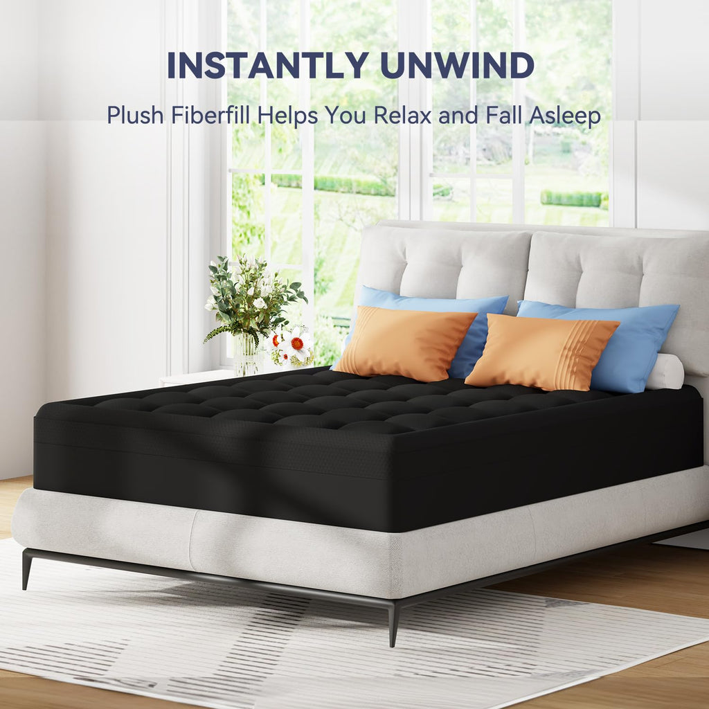ELEMUSE 3 Inch Queen Size Dual Layer Memory Foam Mattress Topper, 2 Inch Cooling Memory Foam, 1 Inch Luxury Plush Pillowtop, Premium Pressure Relief Bed Pad for Hot Sleepers, Hotel Comfort Upgrade