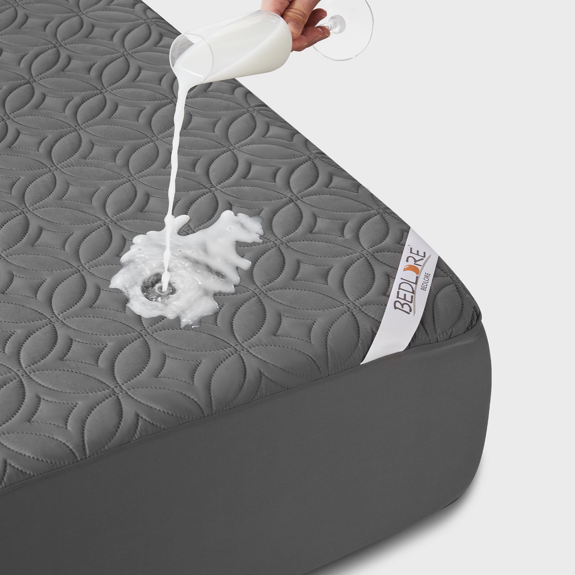 BEDLORE Waterproof Mattress Protector, Queen Size Mattress Pad Noiseless with Deep Pocket 6"-18" Depth, Soft Breathable Dirt-Proof Bed Mattress Cover Washable for Home, Bedroom, Hotel (Gray)