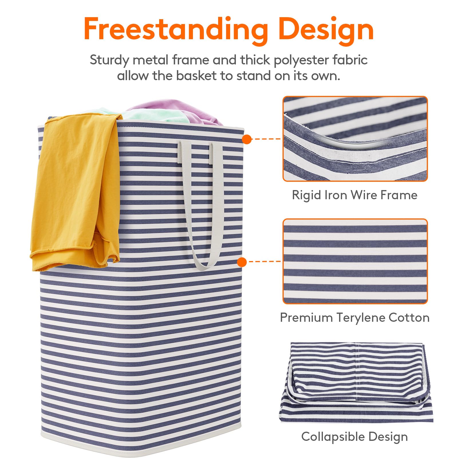 Lifewit 2 Pack Laundry Basket 80L Each, Collapsible Clothes Hamper with Reinforced Handles, Freestanding Waterproof Design for Bedroom and Laundry Room, Grey 160L Total