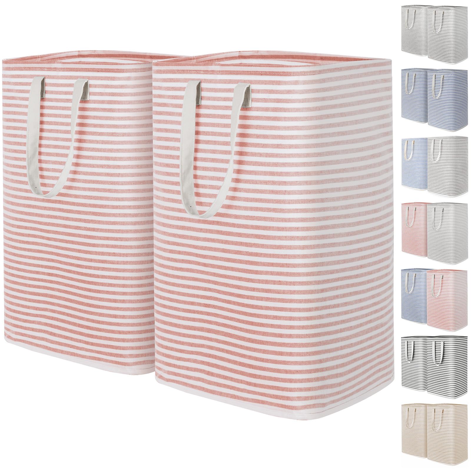Lifewit 2 Pack Laundry Basket 80L Each, Collapsible Clothes Hamper with Reinforced Handles, Freestanding Waterproof Design for Bedroom and Laundry Room, Grey 160L Total