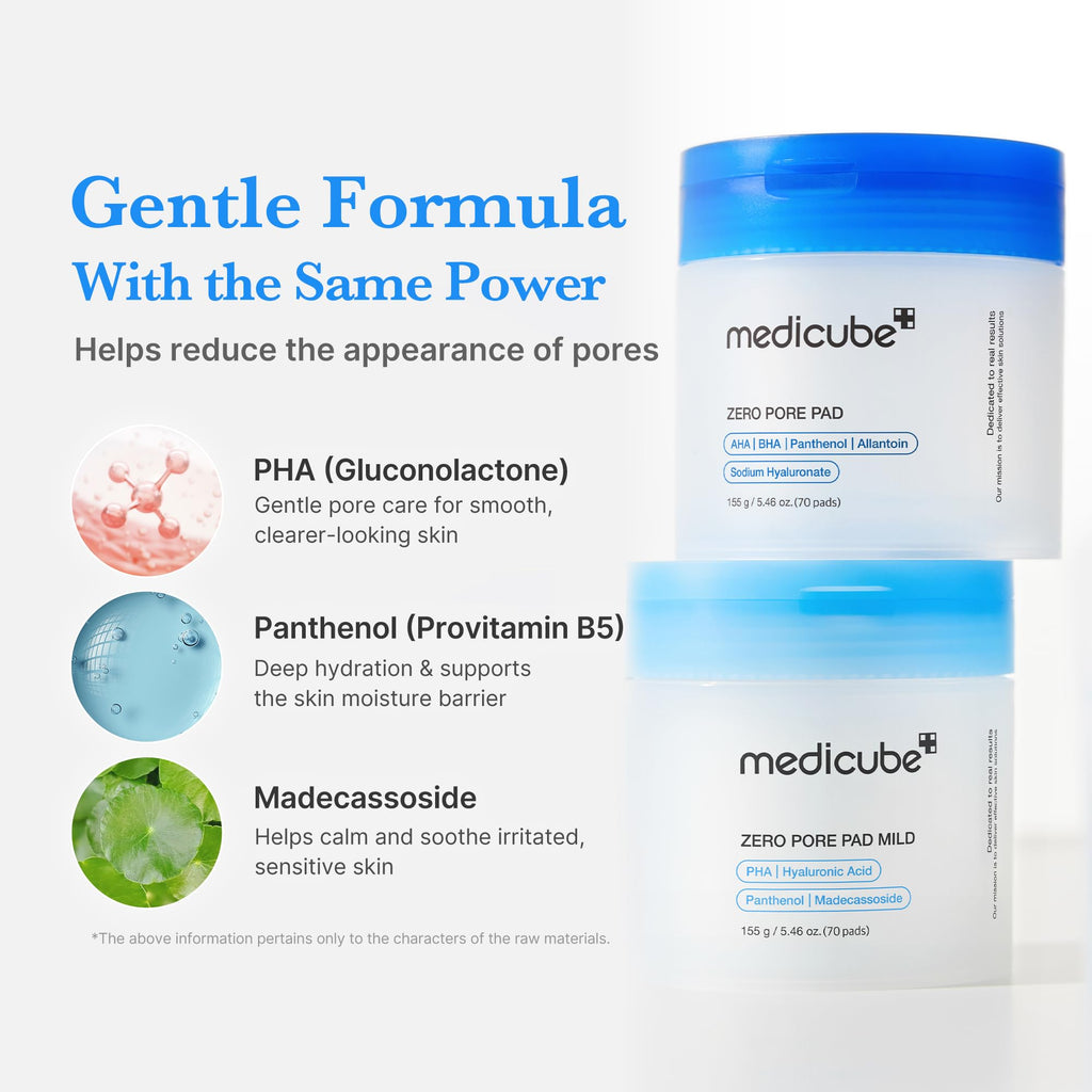 medicube Toner Pads Zero Pore Pad 2.0 | Dual-Textured Facial Pad for Exfoliation and Pore Care with 4.5% AHA Lactic Acid, 0.45% BHA Salicylic Acid | Ideal for All, Korean Skin Care, 70 Pads (1 Pack)