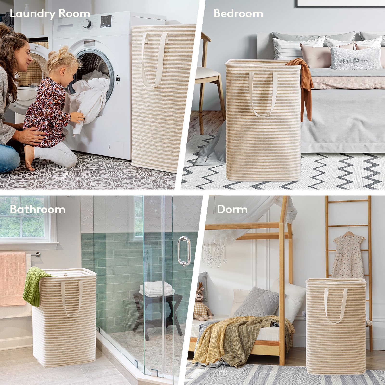 Lifewit 2 Pack Laundry Basket 80L Each, Collapsible Clothes Hamper with Reinforced Handles, Freestanding Waterproof Design for Bedroom and Laundry Room, Grey 160L Total