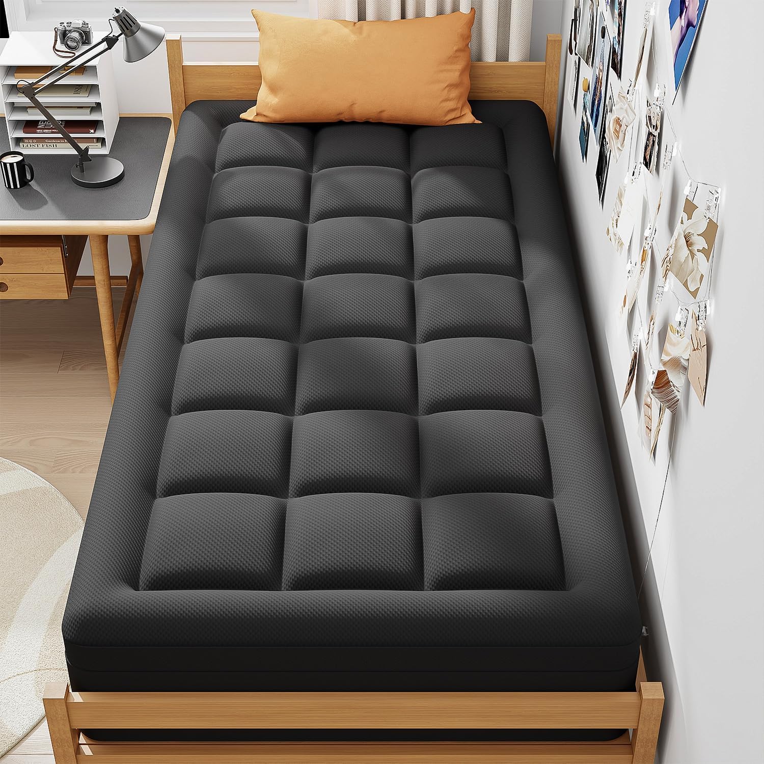 ELEMUSE 3 Inch Queen Size Dual Layer Memory Foam Mattress Topper, 2 Inch Cooling Memory Foam, 1 Inch Luxury Plush Pillowtop, Premium Pressure Relief Bed Pad for Hot Sleepers, Hotel Comfort Upgrade