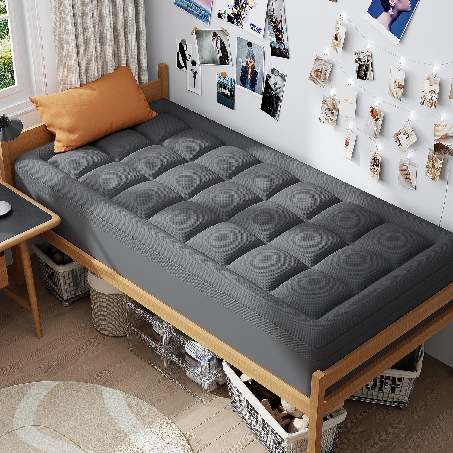 ELEMUSE 3 Inch Queen Size Dual Layer Memory Foam Mattress Topper, 2 Inch Cooling Memory Foam, 1 Inch Luxury Plush Pillowtop, Premium Pressure Relief Bed Pad for Hot Sleepers, Hotel Comfort Upgrade