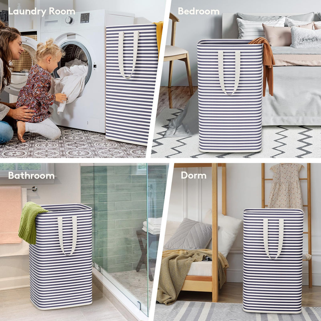 Lifewit 2 Pack Laundry Basket 80L Each, Collapsible Clothes Hamper with Reinforced Handles, Freestanding Waterproof Design for Bedroom and Laundry Room, Grey 160L Total