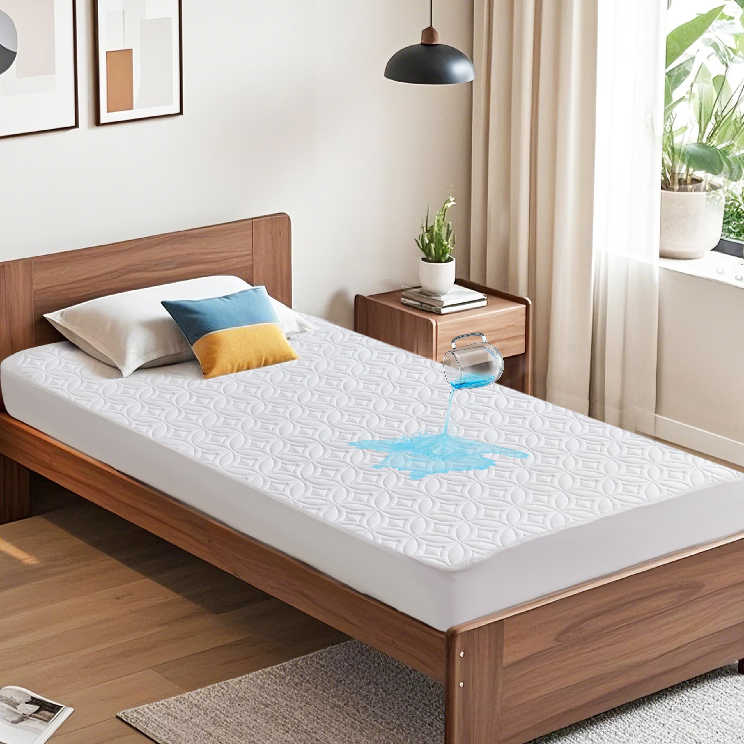 BEDLORE Waterproof Mattress Protector, Queen Size Mattress Pad Noiseless with Deep Pocket 6"-18" Depth, Soft Breathable Dirt-Proof Bed Mattress Cover Washable for Home, Bedroom, Hotel (Gray)