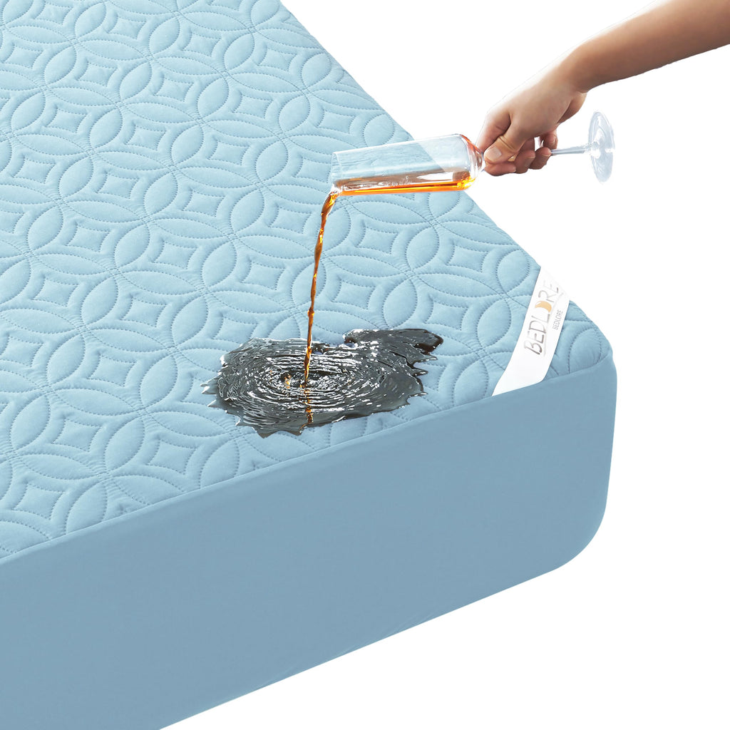 BEDLORE Waterproof Mattress Protector, Queen Size Mattress Pad Noiseless with Deep Pocket 6"-18" Depth, Soft Breathable Dirt-Proof Bed Mattress Cover Washable for Home, Bedroom, Hotel (Gray)