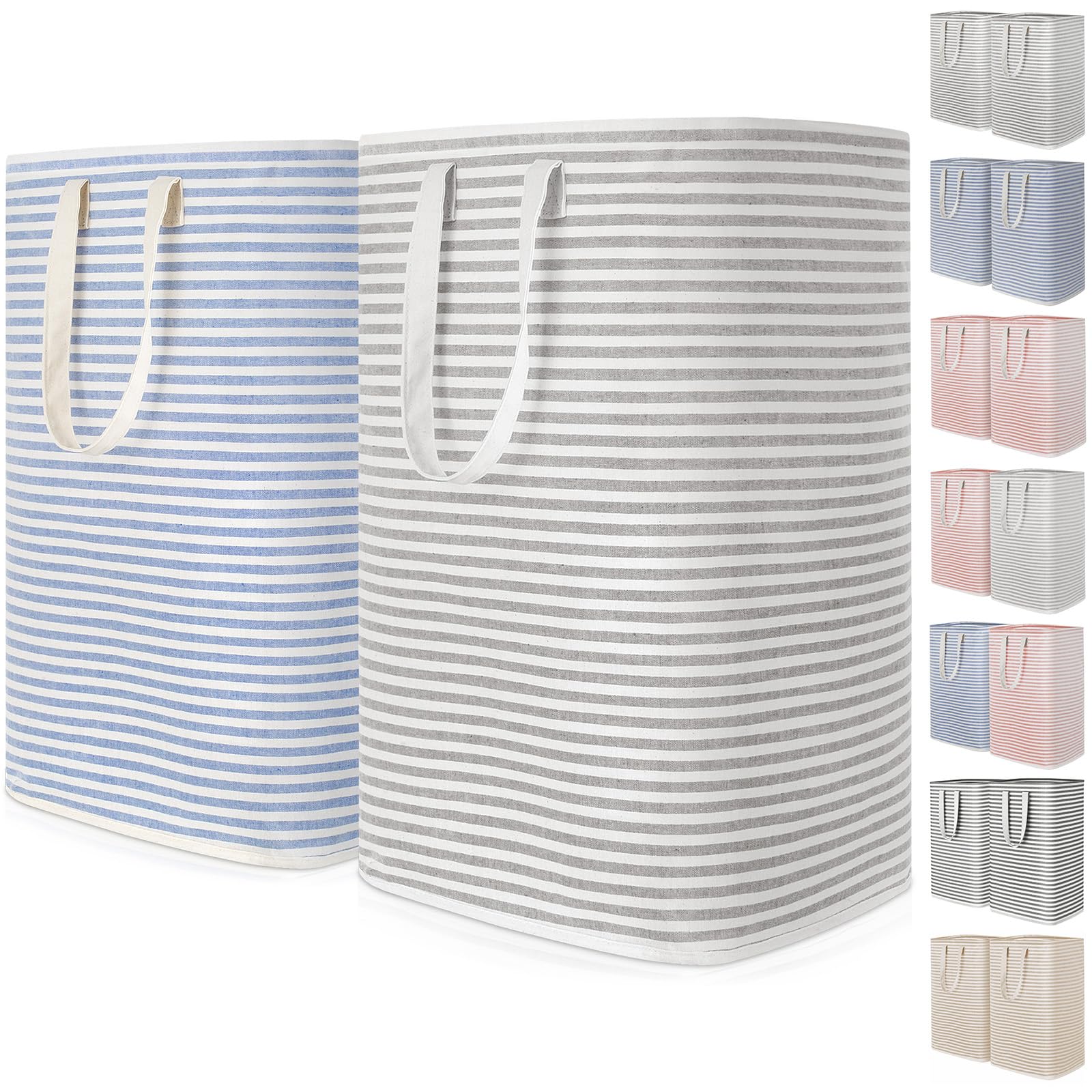 Lifewit 2 Pack Laundry Basket 80L Each, Collapsible Clothes Hamper with Reinforced Handles, Freestanding Waterproof Design for Bedroom and Laundry Room, Grey 160L Total
