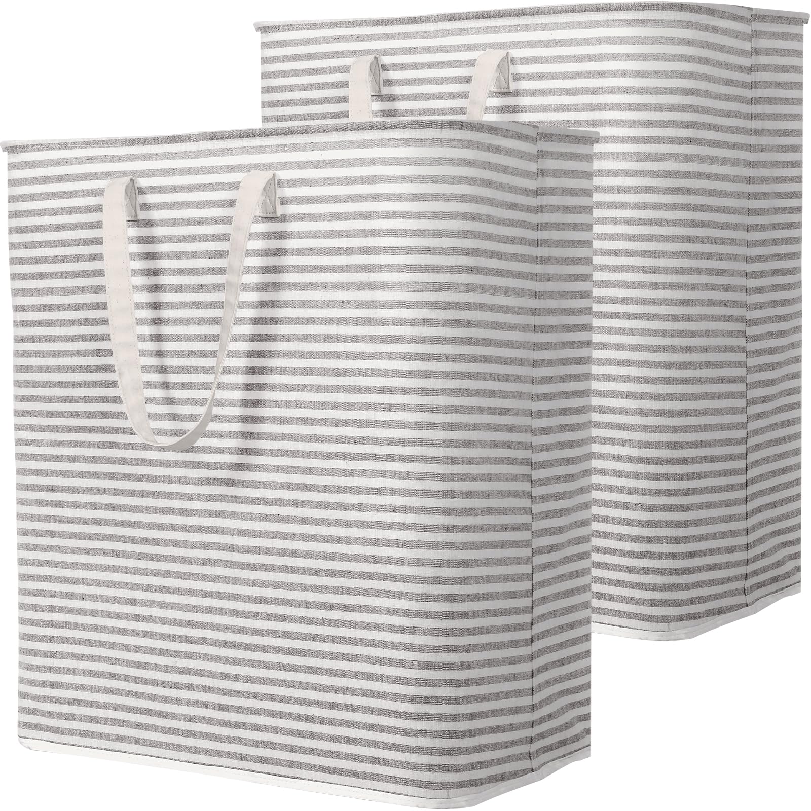 Lifewit 2 Pack Laundry Basket 80L Each, Collapsible Clothes Hamper with Reinforced Handles, Freestanding Waterproof Design for Bedroom and Laundry Room, Grey 160L Total