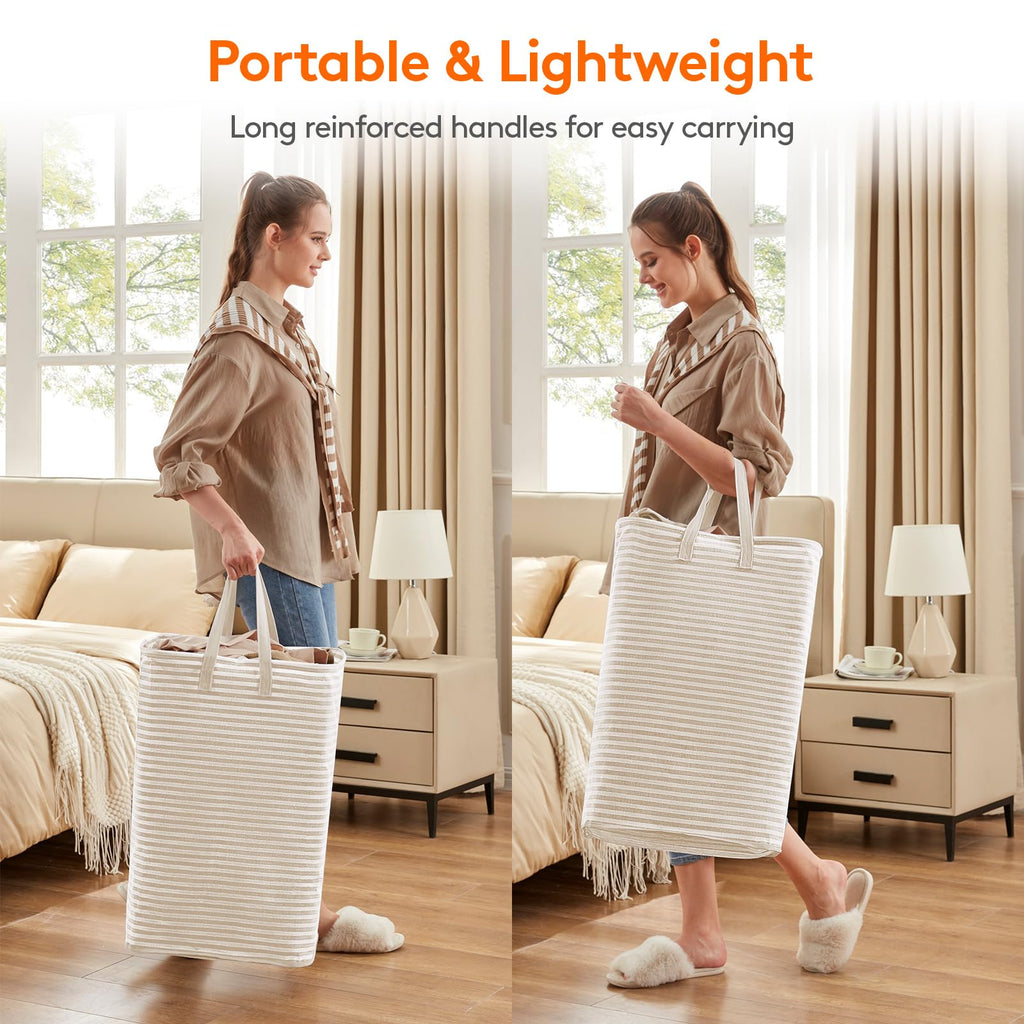 Lifewit 2 Pack Laundry Basket 80L Each, Collapsible Clothes Hamper with Reinforced Handles, Freestanding Waterproof Design for Bedroom and Laundry Room, Grey 160L Total