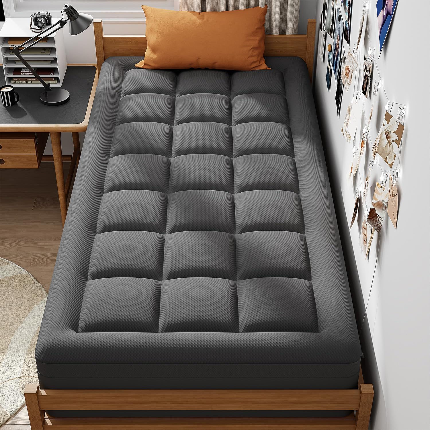 ELEMUSE 3 Inch Queen Size Dual Layer Memory Foam Mattress Topper, 2 Inch Cooling Memory Foam, 1 Inch Luxury Plush Pillowtop, Premium Pressure Relief Bed Pad for Hot Sleepers, Hotel Comfort Upgrade