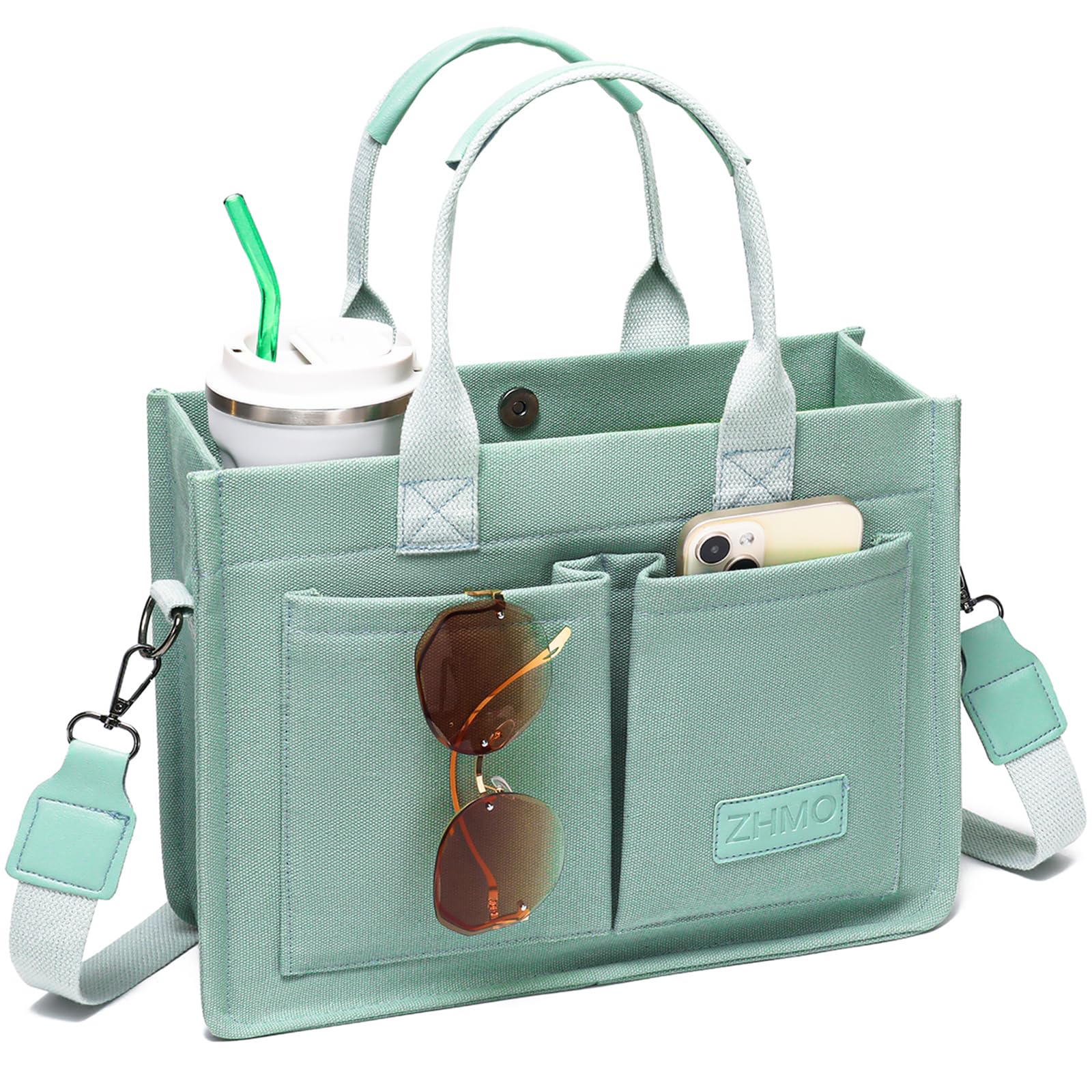ZHMO Canvas Tote Bag for Women,Women's Bags Crossbody Bags Work Laptop Tote Bag Large Handbags Purse for Travel Nurse Teacher