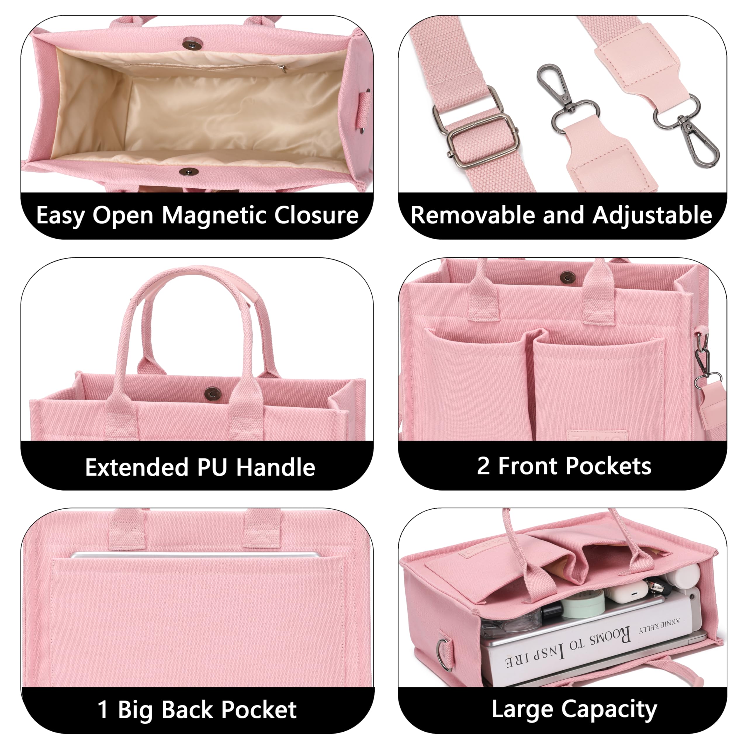 ZHMO Canvas Tote Bag for Women,Women's Bags Crossbody Bags Work Laptop Tote Bag Large Handbags Purse for Travel Nurse Teacher